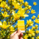 Kwitnąca butterfly magnolia o intensywnie żółtych kwiatach w słońcu